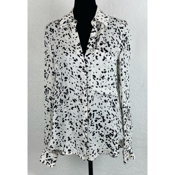 HAUTE HIPPIE • Dalmatian Print Semi-Sheer Button-Down Long Sleeve Shirt - Picture 10 of 11